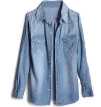 Best 2019 Women Denim Shirts Jeans Shirt with Pockets Causal Denim Blouse for Women tops female chemise femme