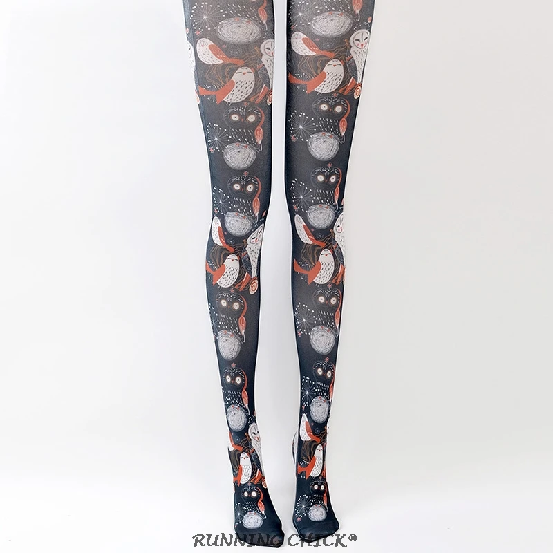 

Creative Cute Owl Pattern Print Stockings Cosply