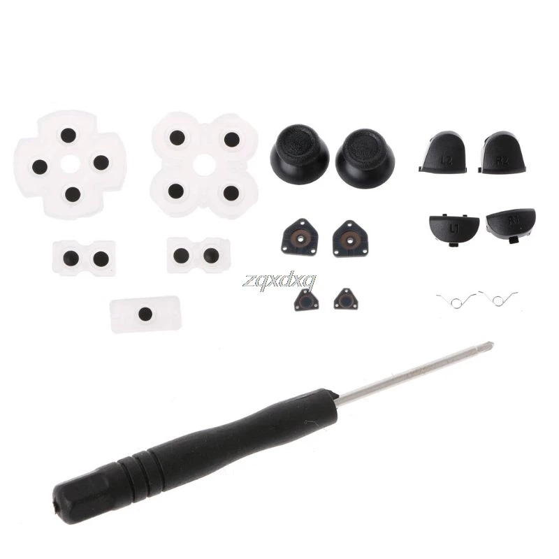 L1 L2 R1 R2 Trigger Buttons + Springs Joystick Thumb Sticks Conductive Rubber Screwdriver for PS4 Controller Dual|Чехлы| |