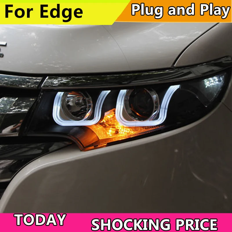 Best Offers Car Styling for Edge Headlights 2010 2012-2014 New Edge LED Headlight DRL Bi Xenon Lens High Low Beam Parking Fog Lamp