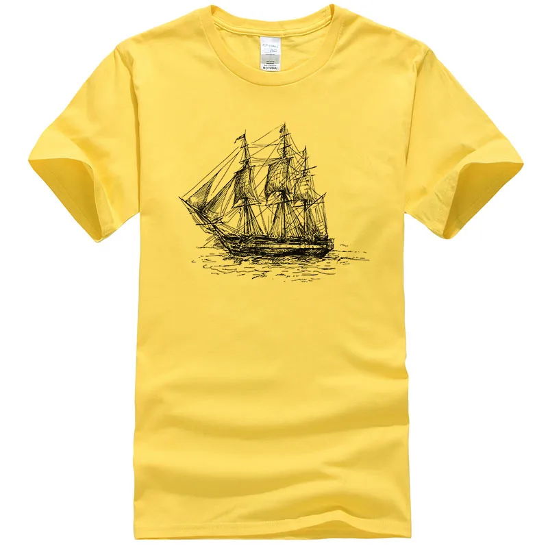 Verano creativo nave diseño algodón camiseta hombres impreso manga corta Tops casual camiseta Camisetas Tees #007