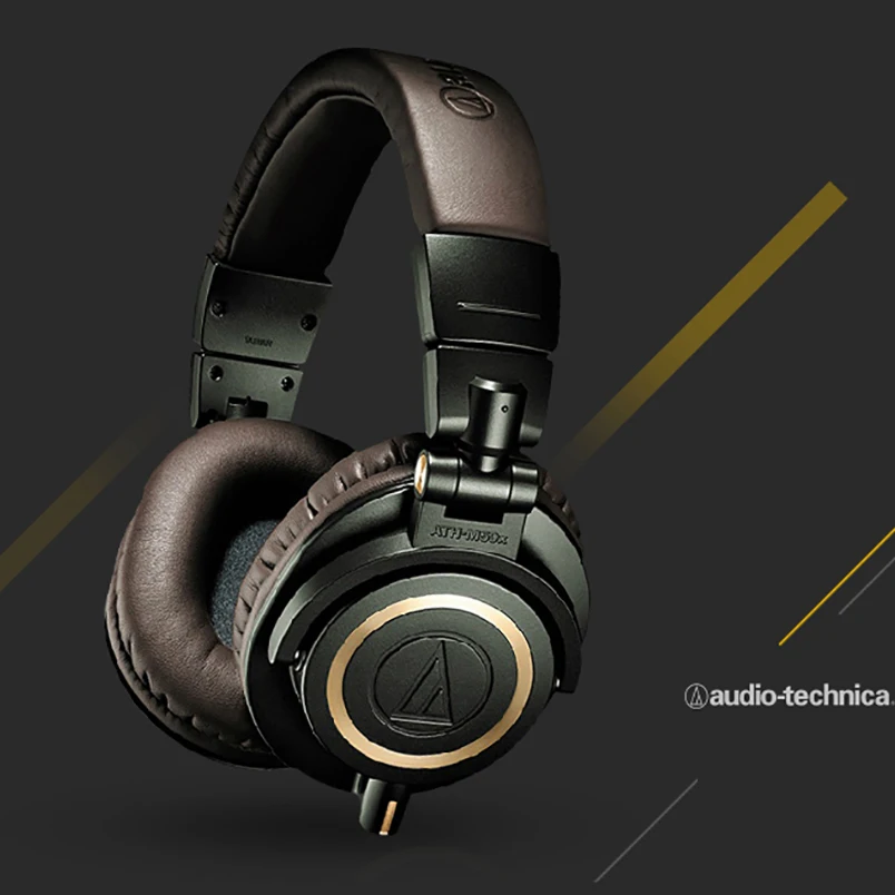 Оригинальные Audio-Technica ATH-M50x, профессиональные мониторные наушники, закрытые сзади, динамические Накладные Наушники Hi-Fi, складные наушники G - Цвет: green