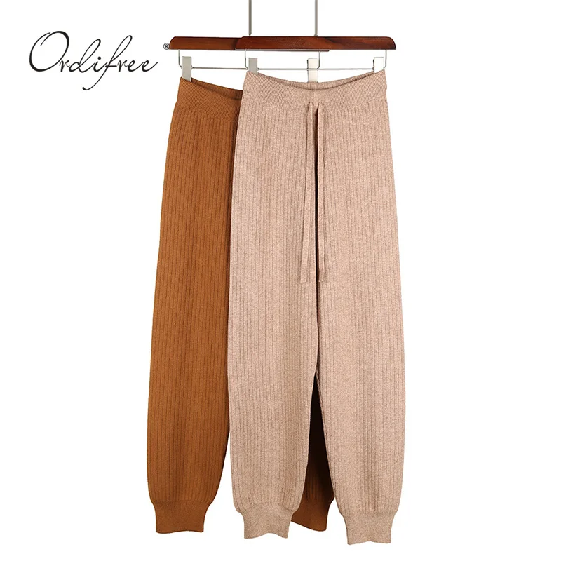 

Ordifree 2019 Autumn Casual Harem Pants Stretch Knitted Pants Trousers Jogger Sweatpants Knitting High Waist Women Winter Pants