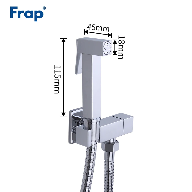 Frap 1 компл. Твердая латунь один холодной воды угловой клапан биде Смесители функция квадратная ручная душевая головка кран 90 градусов переключатель