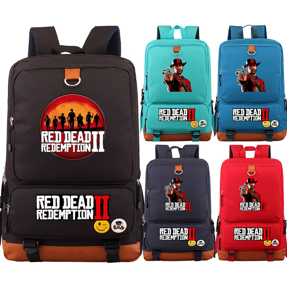 Продажа Горячие игры красный изображения из фильма «Red Dead Redemption» 2 Gun мальчик девочка школьная сумка Для женщин Bagpack подростков лоскутное полотно Для...