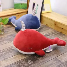 1pc 25/60/80cm 4Patterns Plush stuffed toy Simulated Whale figurine Aquatic Giant Narwhal doll cushion Children Birthday Present