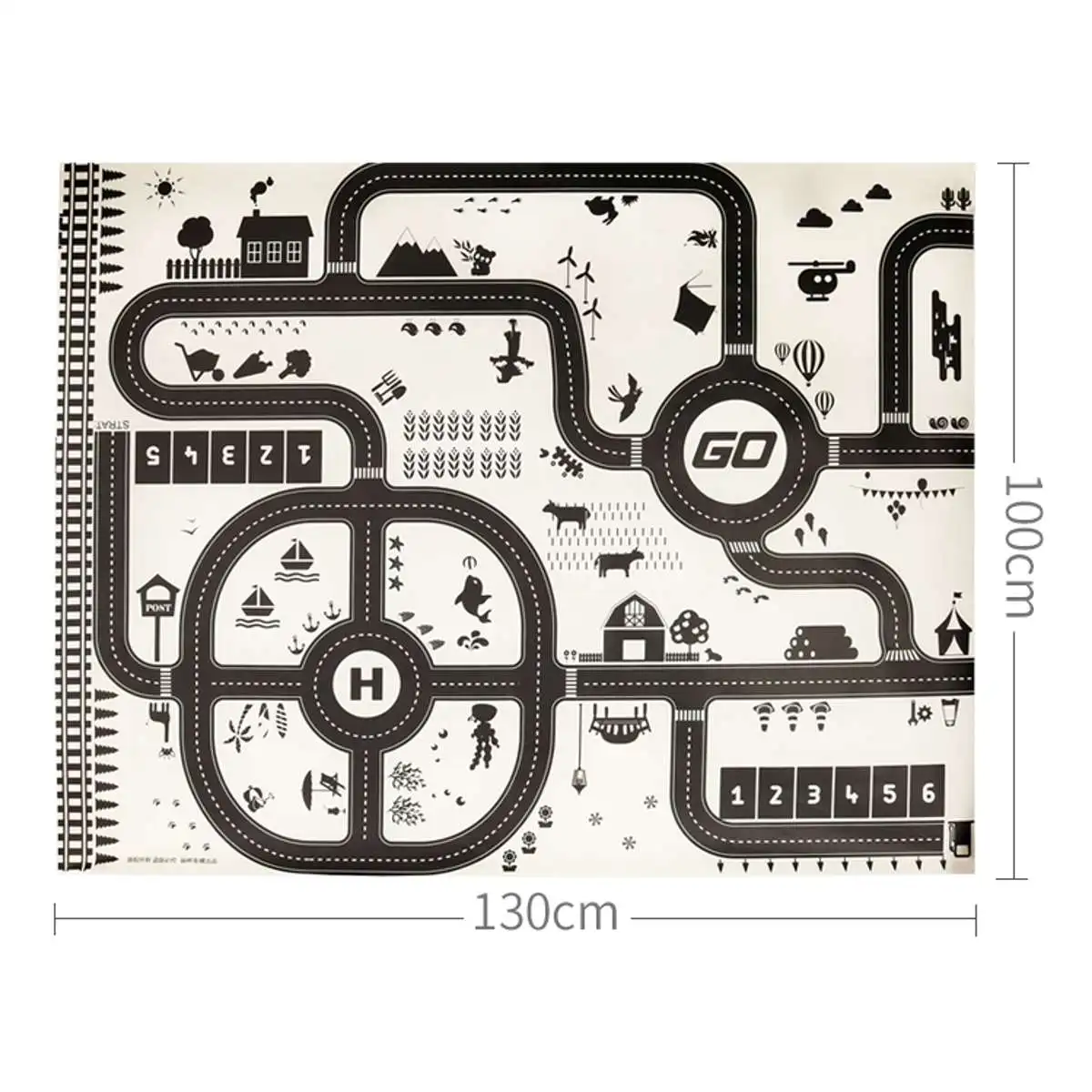 130x100 см детская автомобильная карта для парковки, детская карта для обучения дорожному движению, автомобильный портативный игровой коврик, складной игровой коврик, коврик на полу, игрушки - Цвет: 51x39 Inch Map A