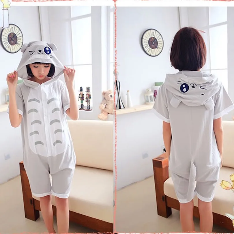

My Neighbour Tottoro Adult Short Sleeve Animal Pajamas Summer Unisex Cosplay Pijamas Cartoon Cotton Onesies men women Pajama