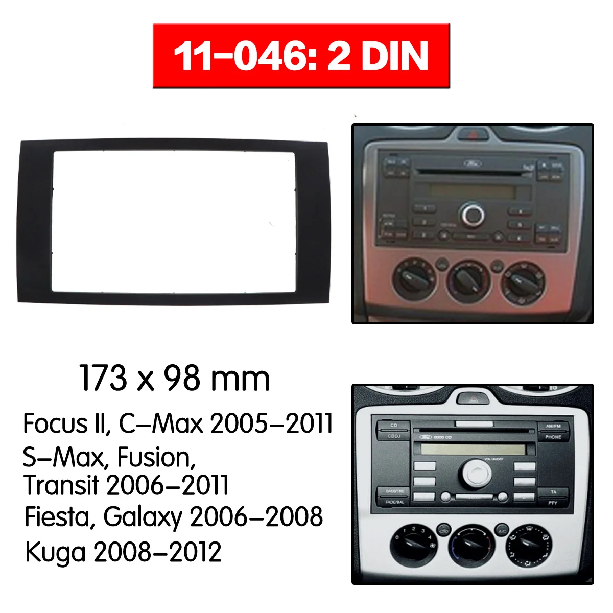 Автомобильный радиоприемник 2 din для FORD Focus II C-Max S-Max Fusion Fiesta Frame Kit 2005-2011 dash Mount