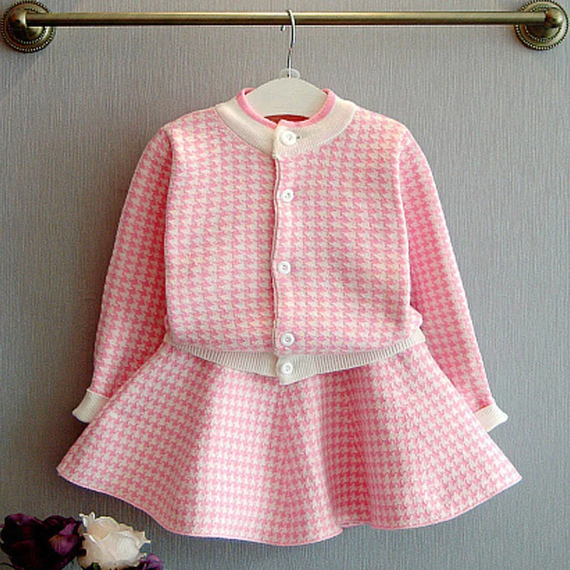 

Girls Clothing Sets 2019 Autumn Winter Girls Clothes Knitting Cardigan+Skirt Costume Outfit Suit Kids Clothes Children Clothing