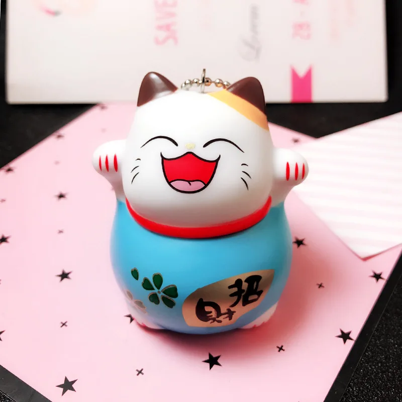 Cute Fortune Cat Figures Toys Keychain Anime Cartoon Lucky Cats Neko Figuras Dolls Key Bag Pendant (2)
