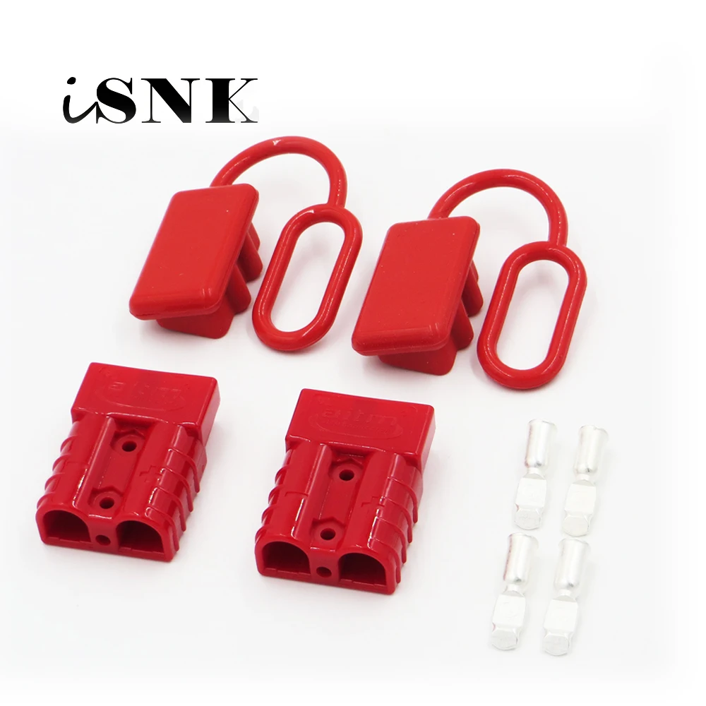 

2set SH50 plug connector 50 amp dual pole battery with 2pcs soft Dust Cap Cover end Battery Quick Connect Disconnect Wire