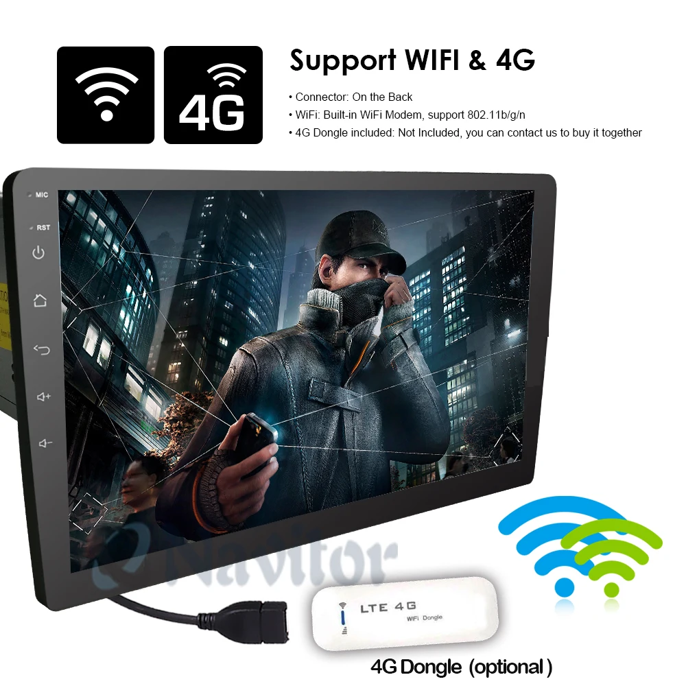 Best 2Din 10.1 inch HD android 8.1 Quad core Universal Car Audio Stereo Video   Player GPS Navigation TPMS DAB 4G Car multimedia (NO 1