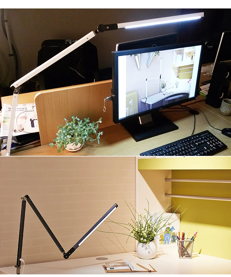 Economia de Energia Lâmpada de Mesa para Luminária Moderna Dimmer Olho Cuidados Balanço Longo Braço Escritório Negócios Estudo Luz 8 w Led 2 de mesa led dimmer olho cuidados balanço