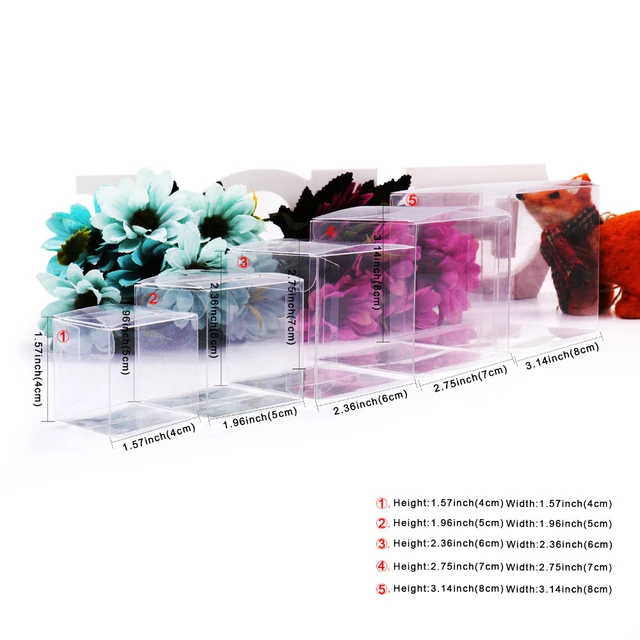 30pcs 4*4*4cm Clear Plastic Pvc Boxes Packaging For  Giftchocolatecandycosmeticcakecrafts Display Package Transparent Box - Gift  Boxes & Bags - AliExpress