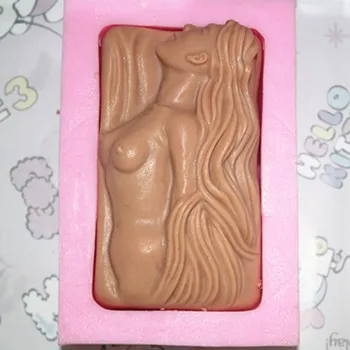 

Long-haired girl square shape Silicone soap mold fondant cake mold handmade clay craft mold DIY tools