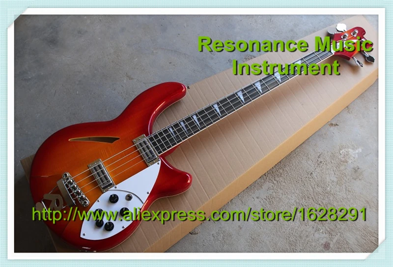 Custom Shop 4 String Rick Electric Bass Guitar In Cherry Sunburst Chinese Hollow Guitars Body & Kit Custom Available Custom Shop 4 String Rick Electric Bass Guitar In Cherry Sunburst Chinese Hollow Guitars Body & Kit Custom Available
