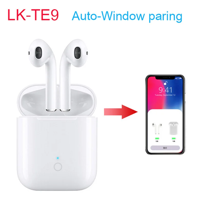 

LK-Te9 Wireless earphones bluetooth 5.0 Wireless headset Auto-bluetooth support Pop-ups function for iphone pk tws i10 i11 i20