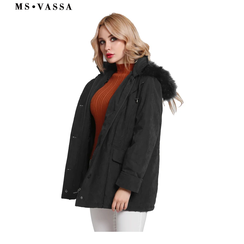 MS VASSA женские куртки 2019 новые зимние весенние пальто плюс размер 5XL 6XL съемный