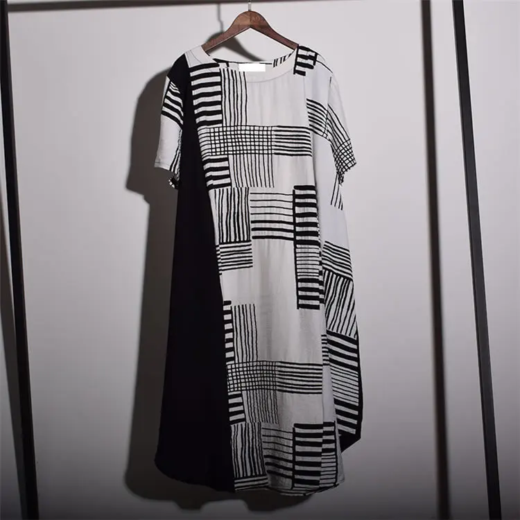 [XITAO] Для женщин Новое поступление 2018 Лето Корея Мода Свободные с круглым вырезом пуловер с короткими рукавами платье с принтом
