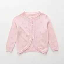 Весенний Детский свитер-кардиган для девочек, розовое пальто из 100 хлопка для маленьких девочек, одежда для малышей 1, 2, 3, 4, 5, 6, 7, 8 лет, RKC195102