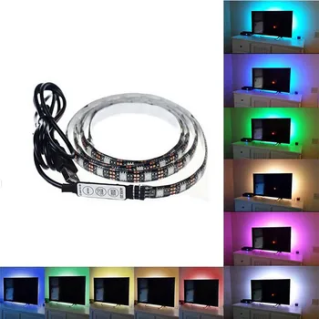 

USB LED Strip DC5V 5050 RGB Mini 3Key 17Key RF IR Remote IP65 50CM 1M 2M 3M Flexible Light TV Background Lighting Ribbon Tape