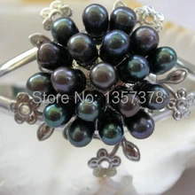 Shitou 004787 потрясающие черный пресноводных культивированный жемчуг браслет