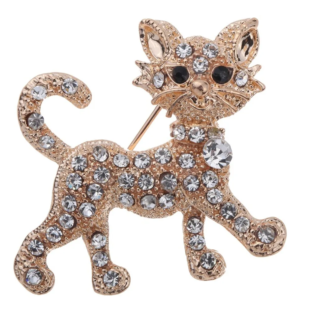 

Fashion Jewelery Animals Brooch Crystal Cute Fox Cats Brooch Pins