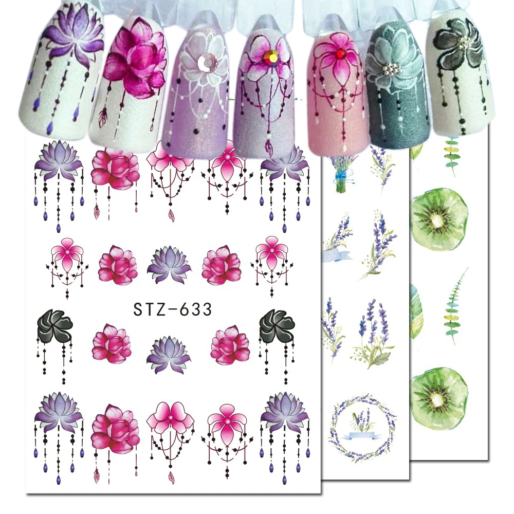 1 шт. водяные наклейки для ногтей наклейки весенние цветы бабочки водяные знаки ползунки