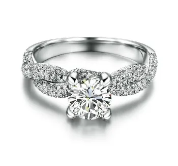 

1 Carat White Gold 585 Vintage Four Prongs Torsion Arms Surprised Genuine Moissanite Anniversary Ring Gorgeous Birthday Gift