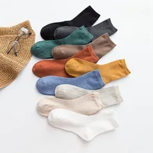 Autumn and winter socks cotton women's middle tube Japan socks pure color socks double needle women socks new pile of socks in the tube socks cotton two bar autumn and winter double needle socks no heel factory wholesale a generation