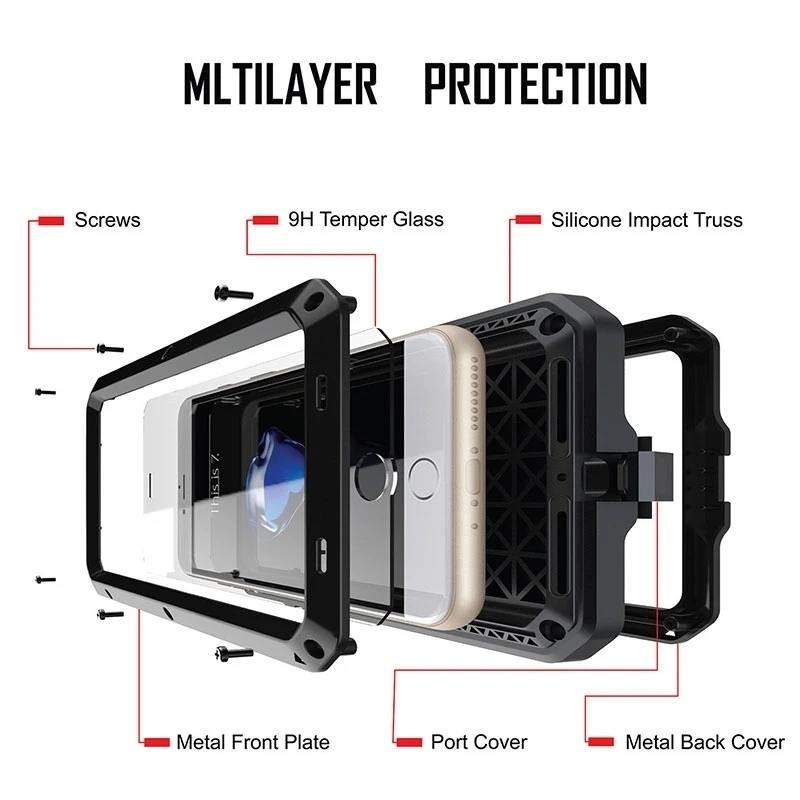 Aluminum Metal Armor Phone Case For iPhone X (14)