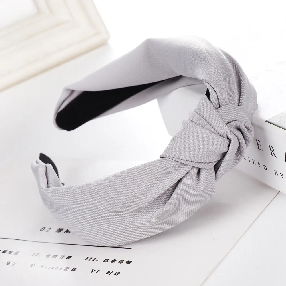 

New Womens Hair Hoop Solid Color Headband Solid Twist Bow Hairband Knot Cross Tie Headwrap Girls Headwear Hair Accessories