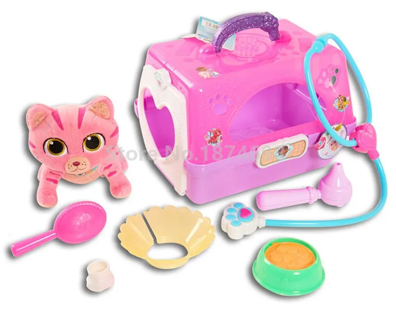 New Doc McStuffins Pet Vet On The Go Carrier Whispers Cat Plush& Figure Tool Accessories Set Kids Toys Dolls for Girls Gifts