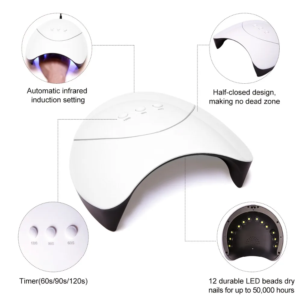 

Lacheer Z3 36W Nail Dryer UV Lamp For Gel Fast Dryer Led Lamp Nail Cure Machine 60s/90s120s USB Cable Nail Lamp
