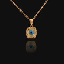 Новинка года Vintage18K золото Цвет синий Турция кулон от сглаза для Для женщин Для мужчин для девочек& ожерелье для мальчика классический религиозные украшения