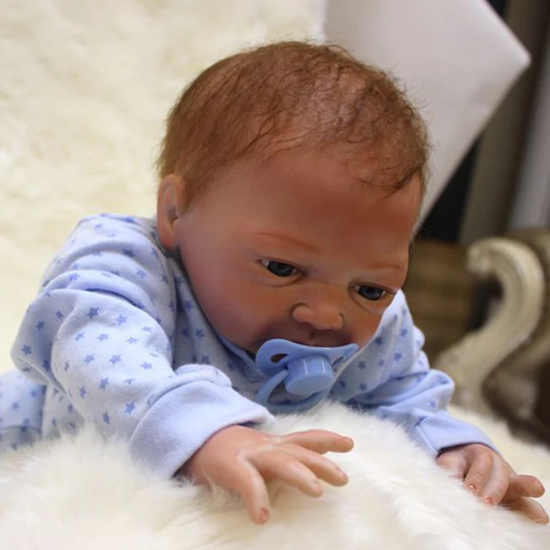 Presente para Roupas Nicery Polegada Bebe Boneca Renascer Silicone Macio Menino Menina Brinquedo Bebê Azuis 20 48-50cm 8 Nicery 20 polegada 48 50cm bebe boneca