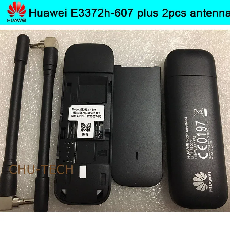 Разблокированный Huawei E3372 Новый USB модем 4G LTE 150 Мбит/с с двумя антеннами поддержкой