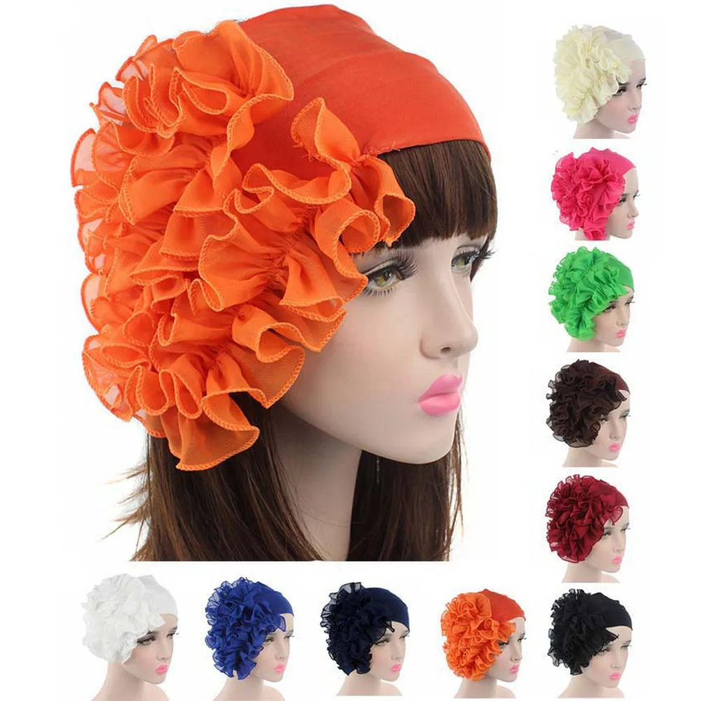 Женская Шапочка шарф с большим цветком|wrap cap|hat beanie scarfgorras mujer |