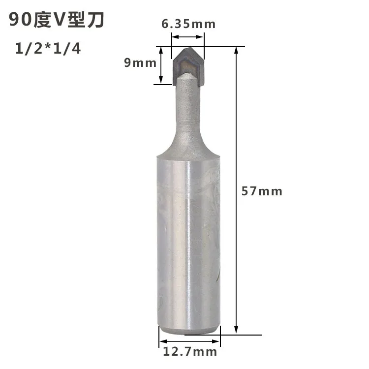 1/2 Inch High quality convex mil 90 Degree V type 1/2*1/4 Router Bit