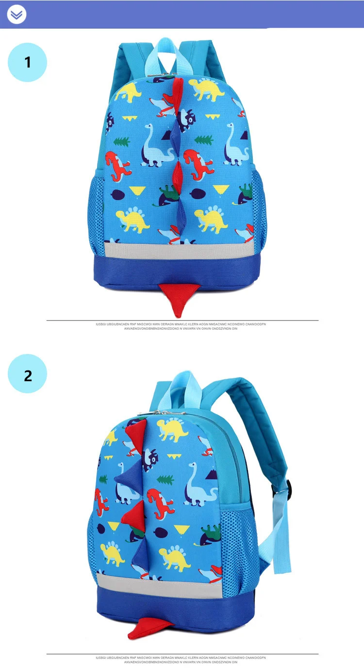 Children's Pretty Dinosaur Design Printed School Bag Blue