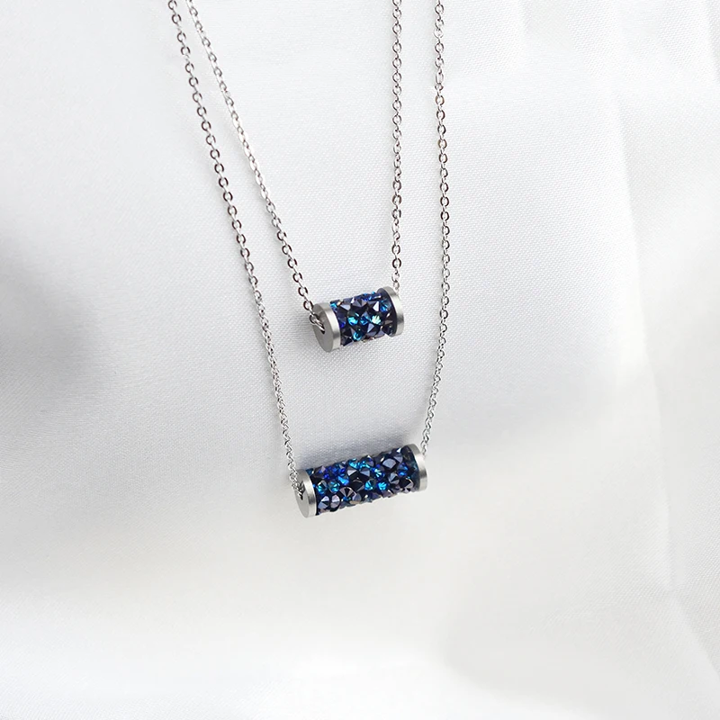 Женское колье чокер BAFFIN серебряное ожерелье с голубыми кристаллами Swarovski для