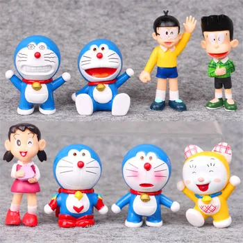 

8Pcs/set Doraemon Nobita Nobi Honekawa Suneo Konta Takeshi Decoration PVC Action Figure Collectible Model Toy OPP 8CM B245