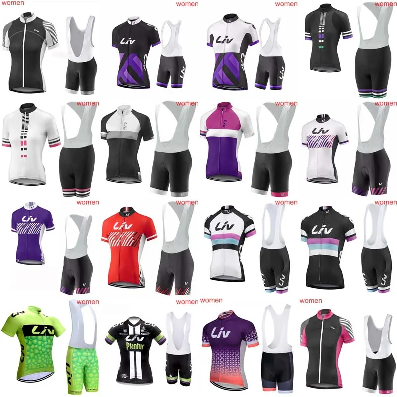 

Liv 2018 women Cycling Short Sleeves jersey bib shorts sets 3D gel pad bicycling Bicycle Sportswear Breathable Quick dry H0607