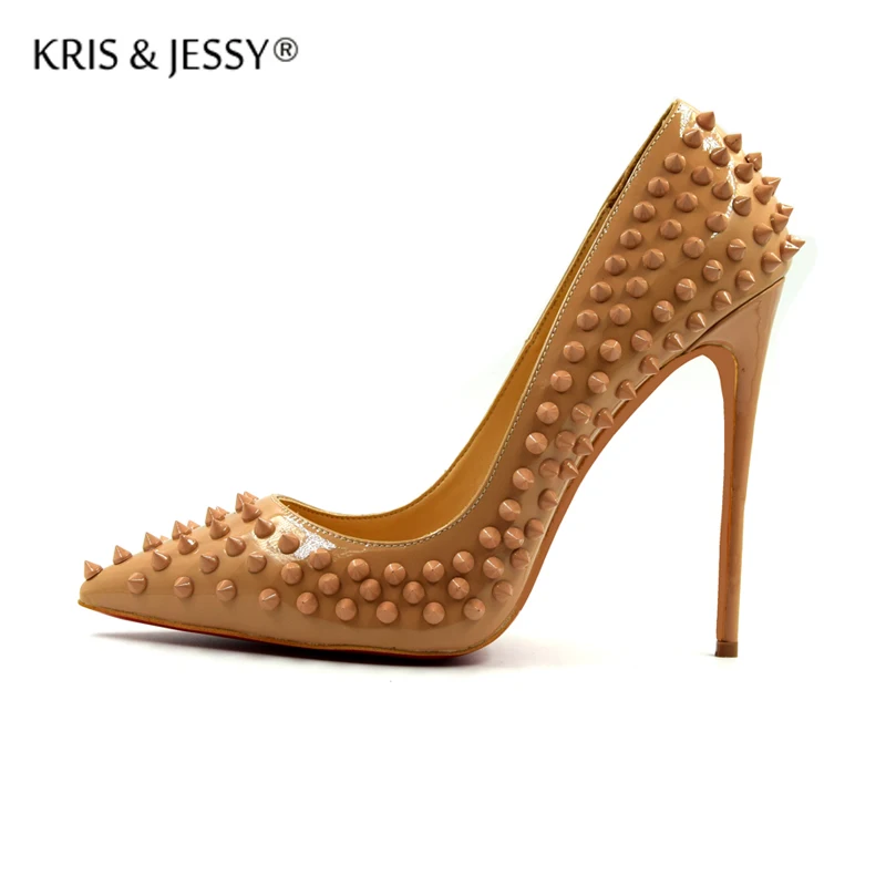 

Shallow Pointed Toe Thin High Heels Sexy Rivets Spike Women Pumps Classical Fashion Studs Lady Party Shoes