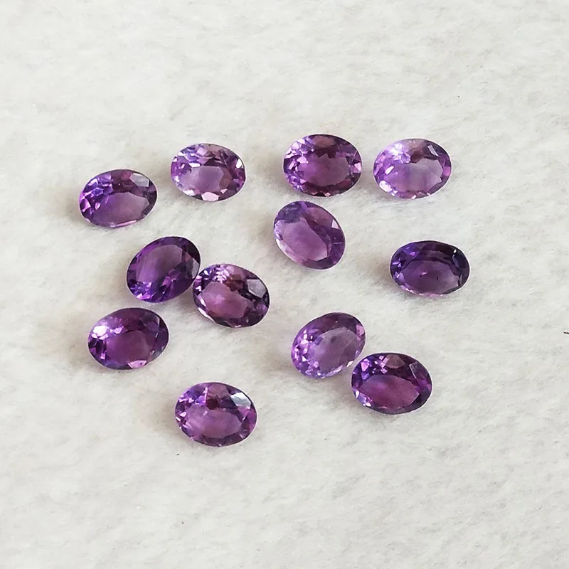 

Rainbamabom 1 PCS Natural 6 * 8 MM Oval Cut Amethyst Loose Gemstone Birthstone DIY Stones Decoration Jewelry Wholesale Lots Bulk