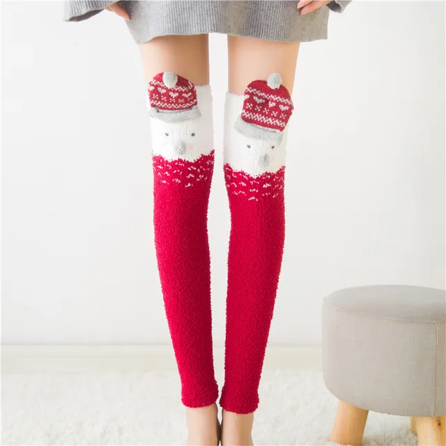 European Hot Style Dutch Spanish Women Stockings College Coral Fleece