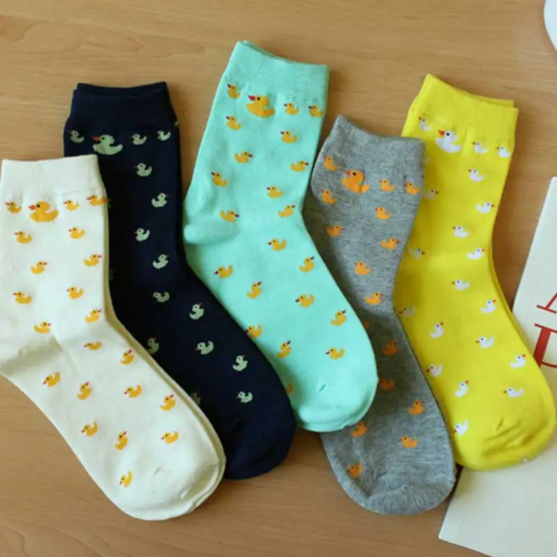 Fashion Women Cute Duck Patterned Short Socks 6 Pairs Per Set Colorful Funny Women Cotton Cartoon Animal Socks Hipster Duck Sox