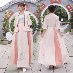 Китайская народная стиль элементы улучшилось hanfu Женский бюстгальтер юбка костюм куртка кантонском вышитые традиционный Древний костюм