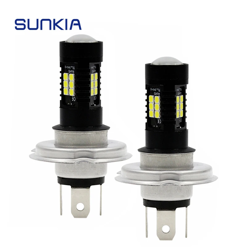 

SUNKIA 2Pcs/lot Newest LED Fog Lamp 21w H4/9003/HB2 Hi/Lo Driving Light Headlight 6000K 3030 Chips Fit for Universal Car